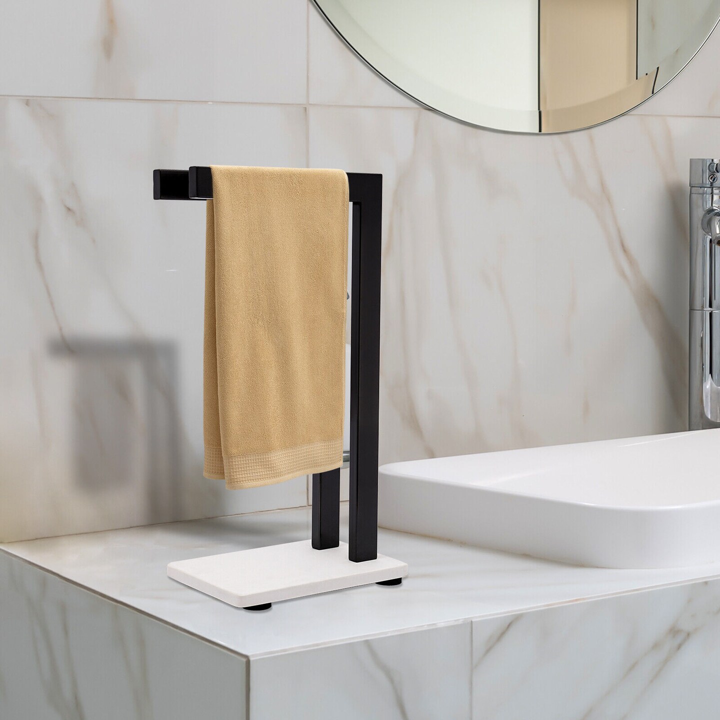 Kitcheniva Stainless Steel Hand Towel Holder+Balanced Marble Base