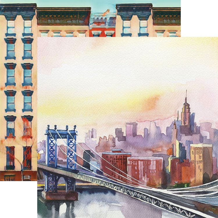 New York City Watercolor 12 x 12 Scrapbook Paper Set