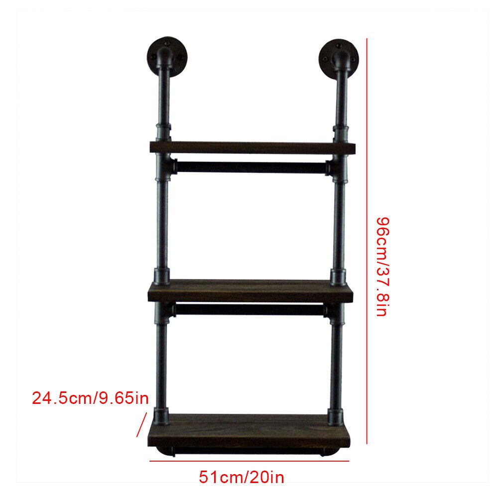 Kitcheniva Wall Mounted Industrial Pipe Rustic Iron Shelving