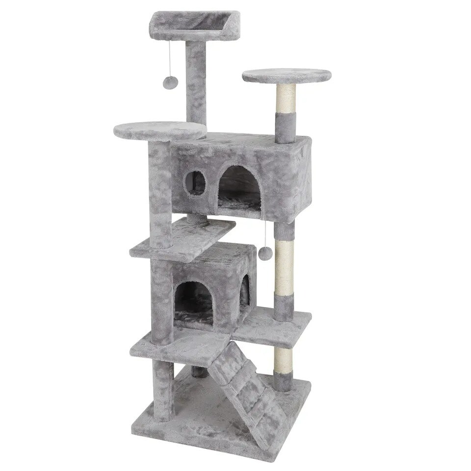 53" Cat Tree Activity Tower Pet Furniture Sisal-Covered Scratch Post Play Relax
