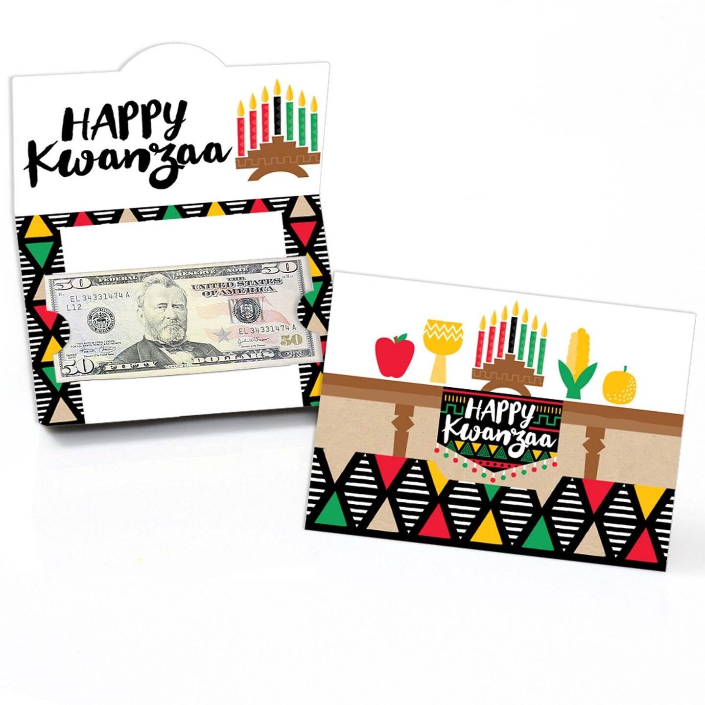Big Dot of Happiness Happy Kwanzaa - Money and Gift Card Holders - Set of 8