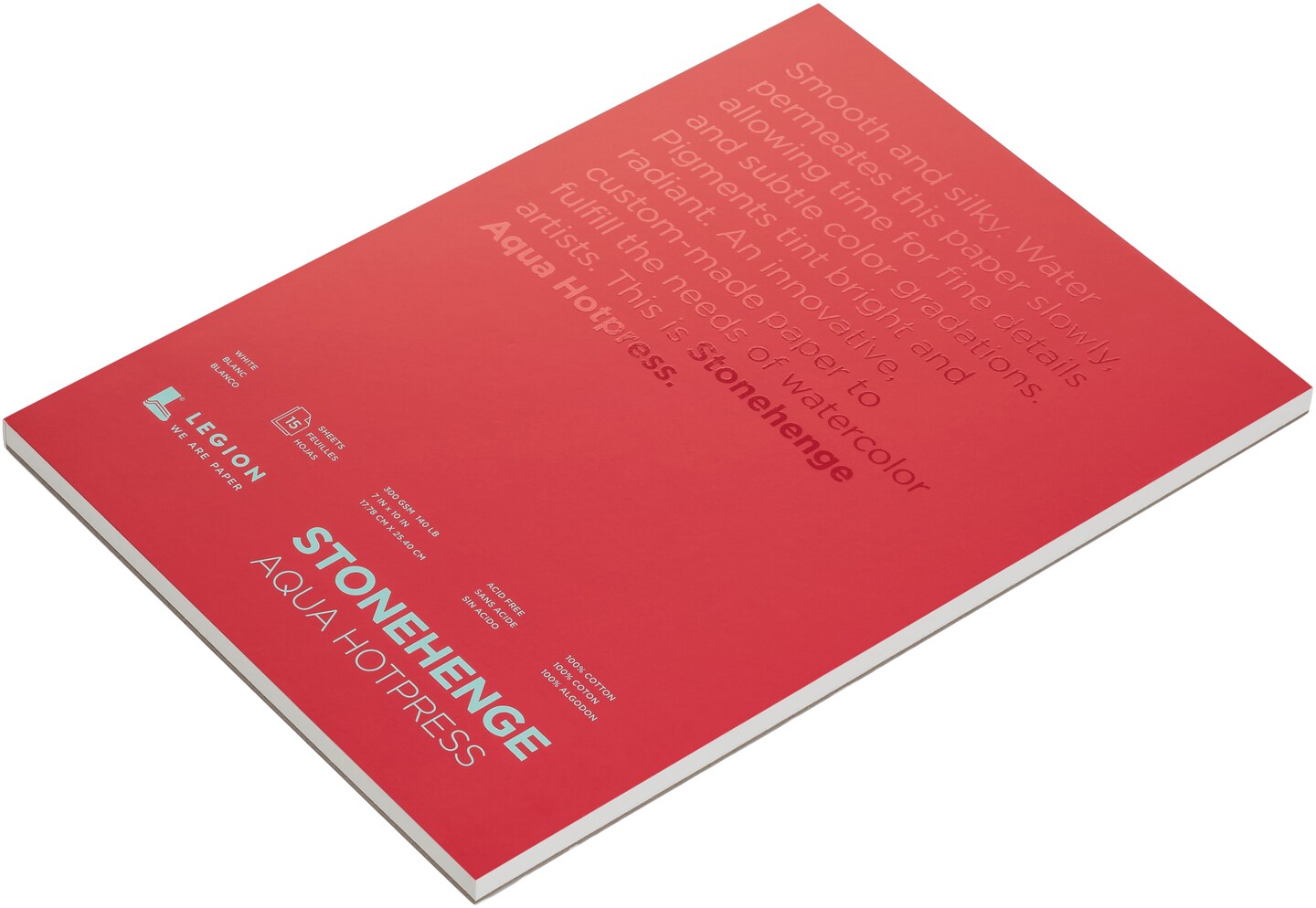 Stonehenge Aqua Block Hotpress Pad 7"X10" 15 Sheets/Pkg-White 140lb