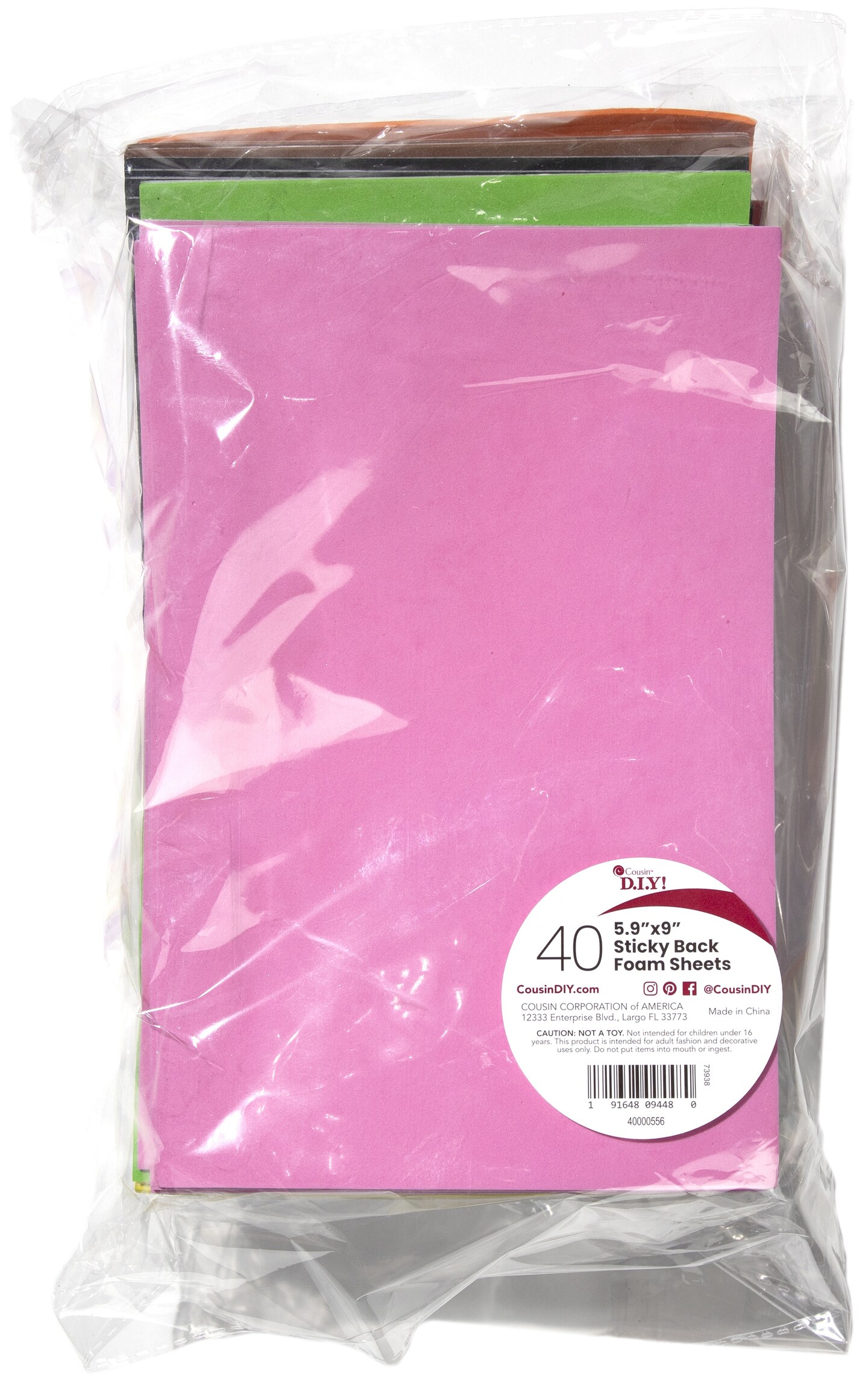 CousinDIY Sticky Back Foam Sheets Value Pack 6&#x22;X9&#x22; 40/Pkg-Assorted