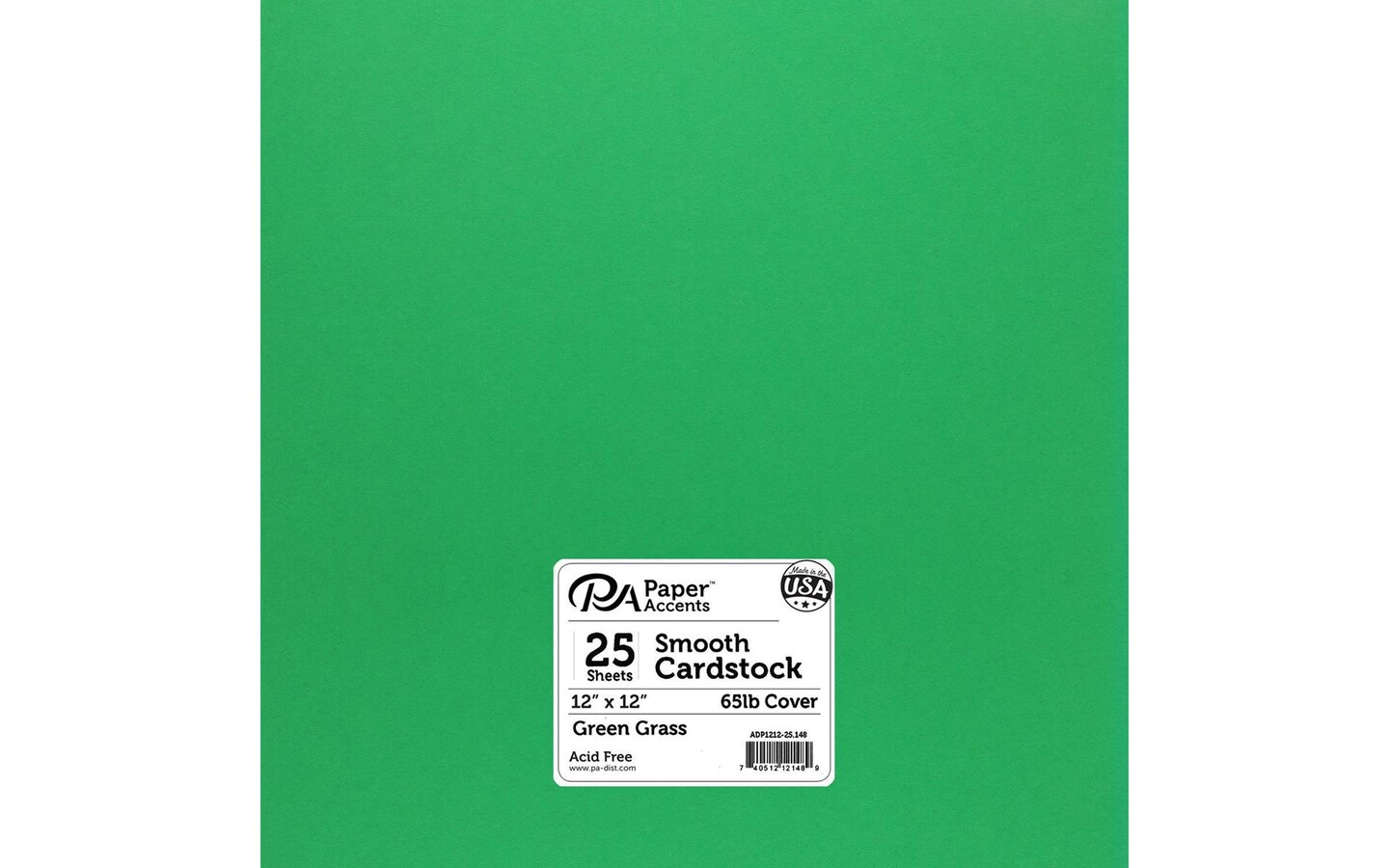 PA Paper Accents Smooth Cardstock 12" x 12" Green Grass, 65lb colored