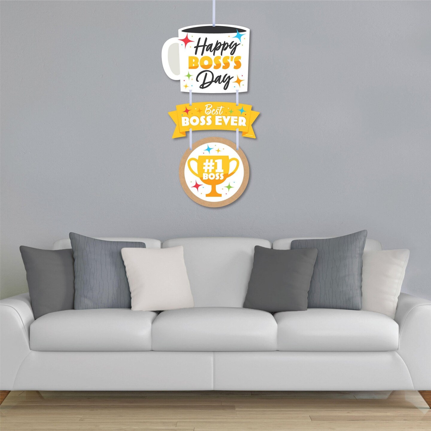 Big Dot of Happiness Happy Boss&#x27;s Day - Hanging Porch Best Boss Ever Outdoor Decorations - Front Door Decor - 3 Piece Sign