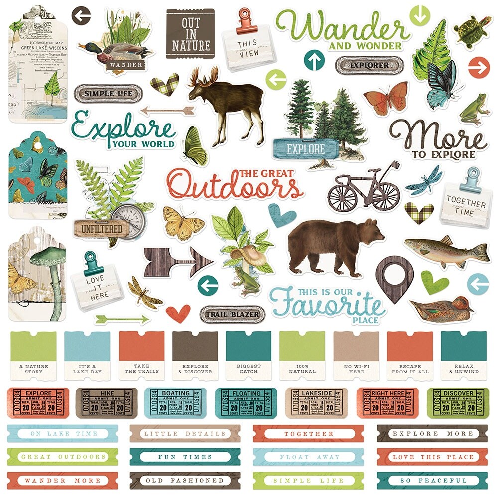 Simple Vintage Lakeside Cardstock Stickers 12&#x22;X12&#x22;-Combo