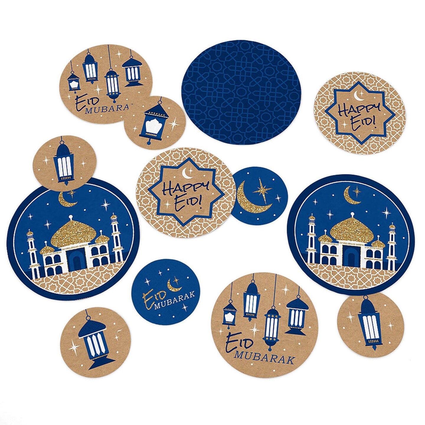 Big Dot of Happiness Eid Mubarak Giant Circle Confetti - Ramadan Party Decorations - Large Confetti 27 Count