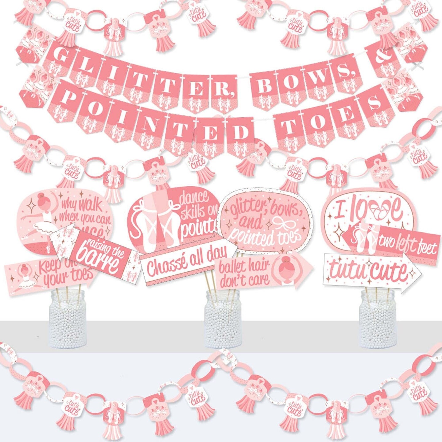 Big Dot of Happiness Tutu Cute Ballerina - Banner and Photo Booth Decorations - Ballet Birthday Party or Baby Shower Supplies Kit - Doterrific Bundle