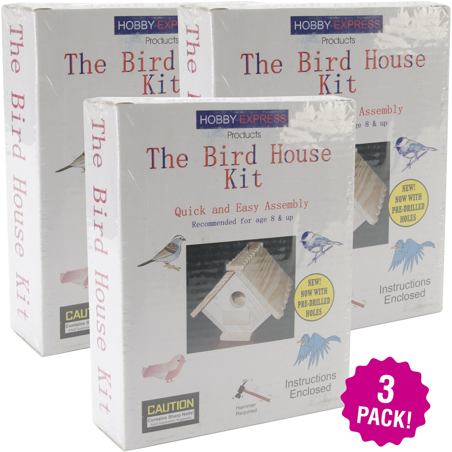 Multipack of 3 - Unfinished Wood Kit-Bird House