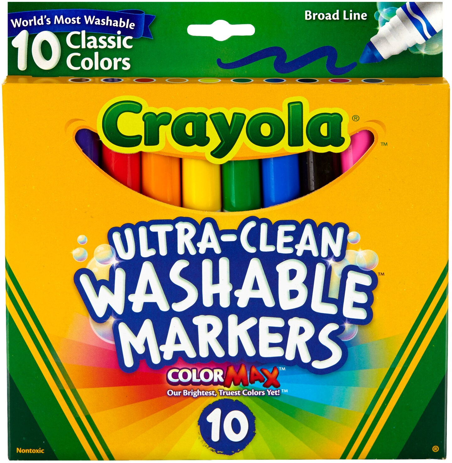 Crayola Ultra-Clean Color Max Broad Washable Markers 10/Pkg-Classic Colors