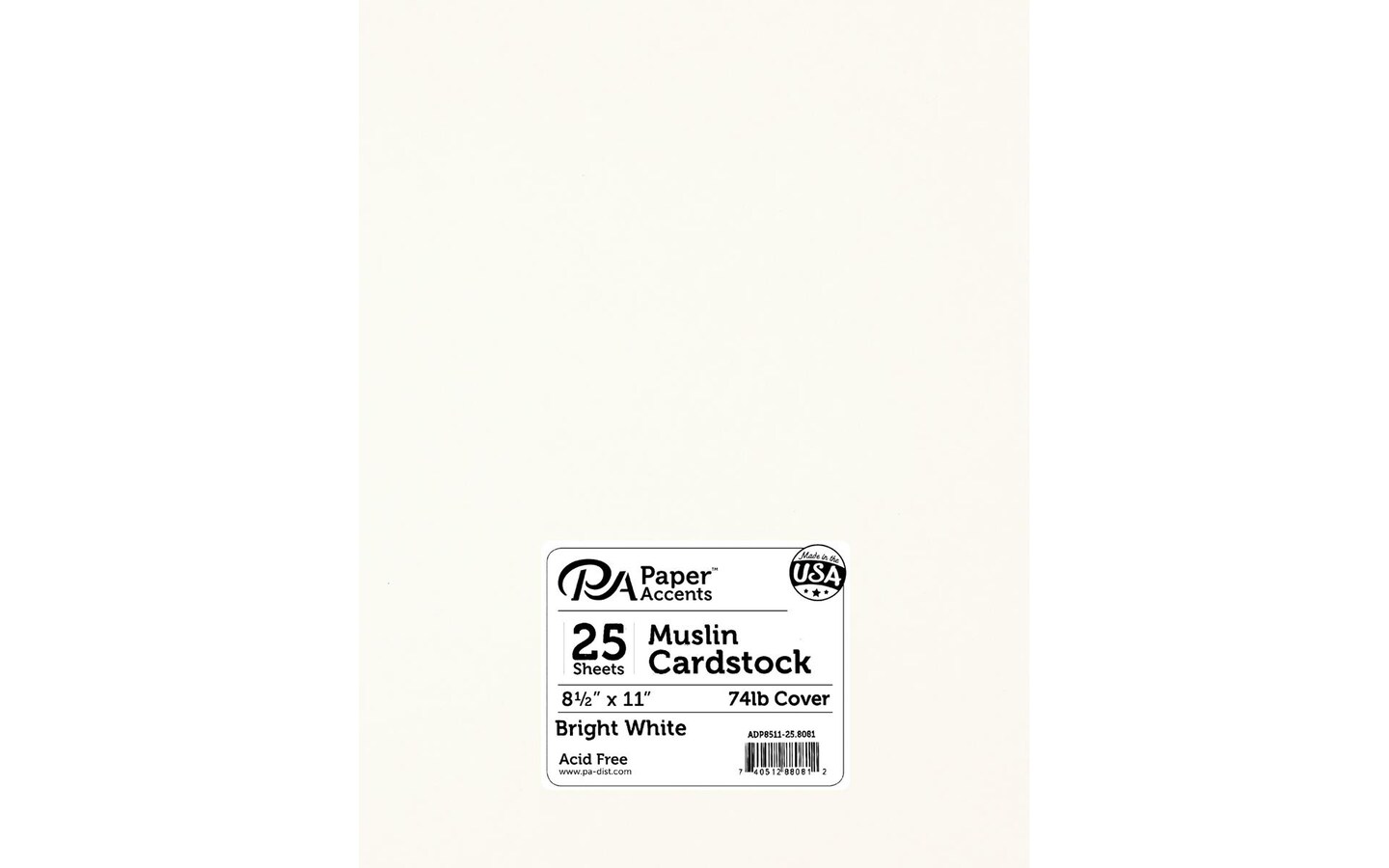 PA Paper Accents Linen Cardstock 8.5" x 11" Bright White, 80lb colored