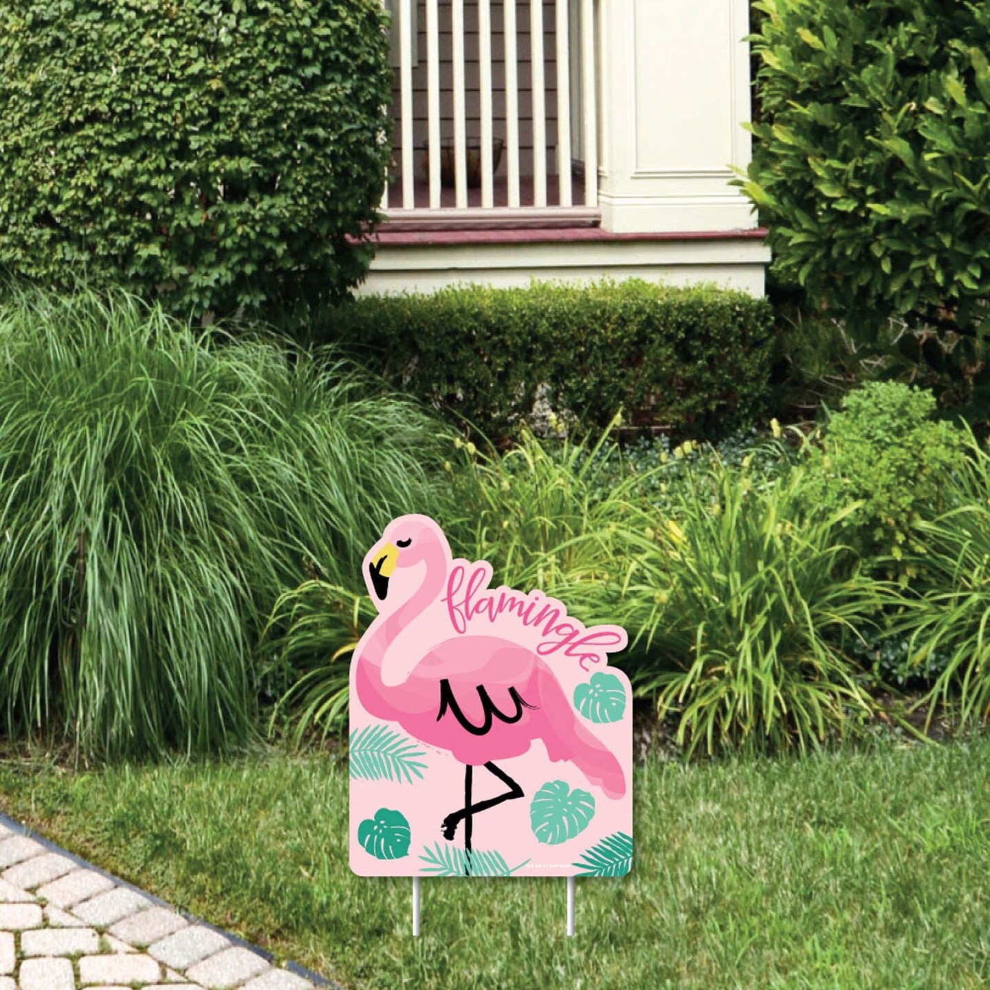 Big Dot of Happiness Pink Flamingo - Outdoor Lawn Sign - Tropical ...