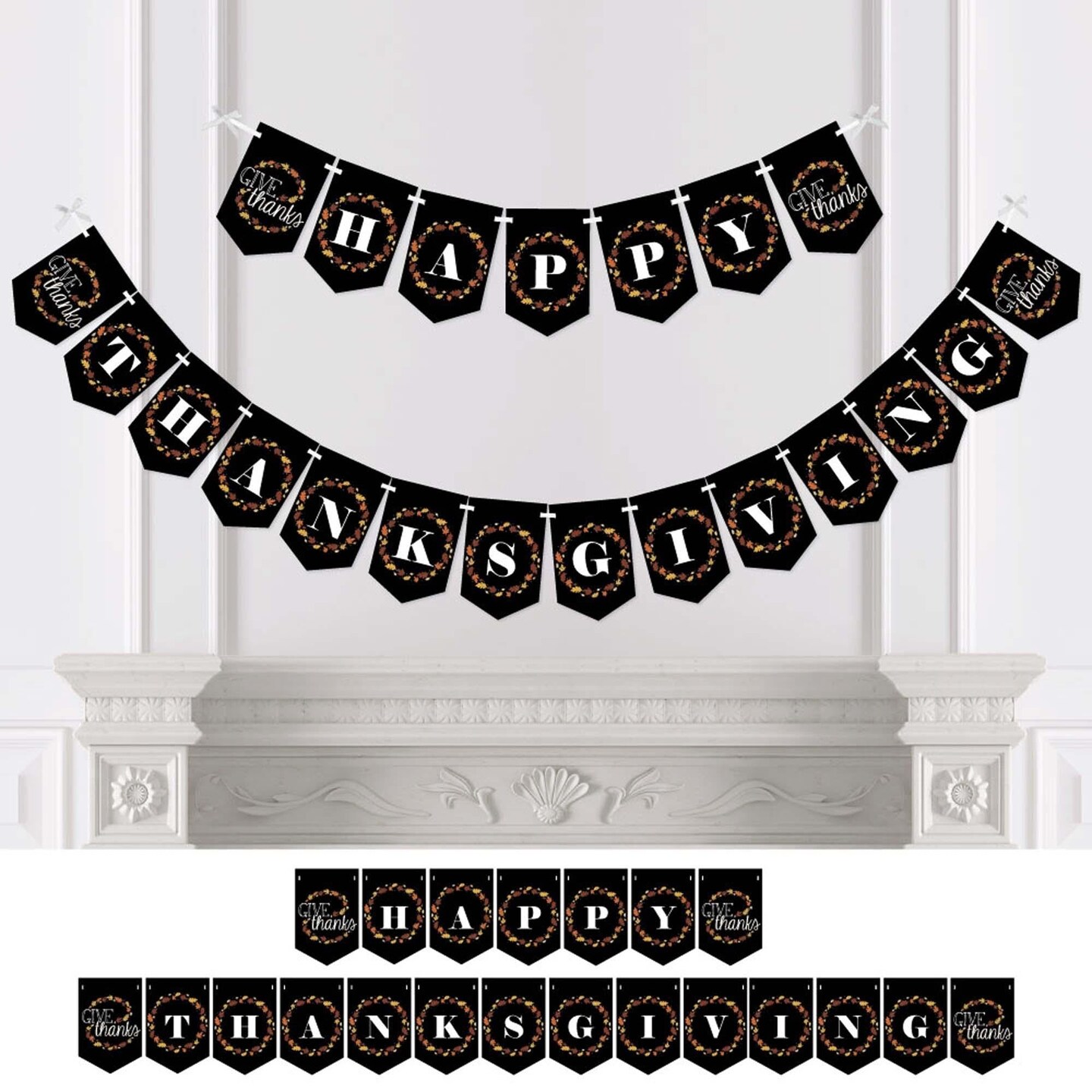 Big Dot of Happiness Give Thanks - Thanksgiving Party Bunting Banner - Fall Party Decorations - Happy Thanksgiving