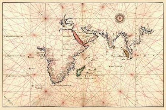 Portolan Map of Africa the Indian Ocean and the Indian Subcontinent Poster Print by  Battista Agnese - Item # VARPDX379314