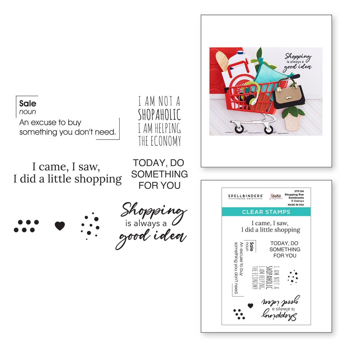 Spellbinders Clear Stamp Set By Becky Roberts-Shopping Run Sentiments -Add To Cart Too