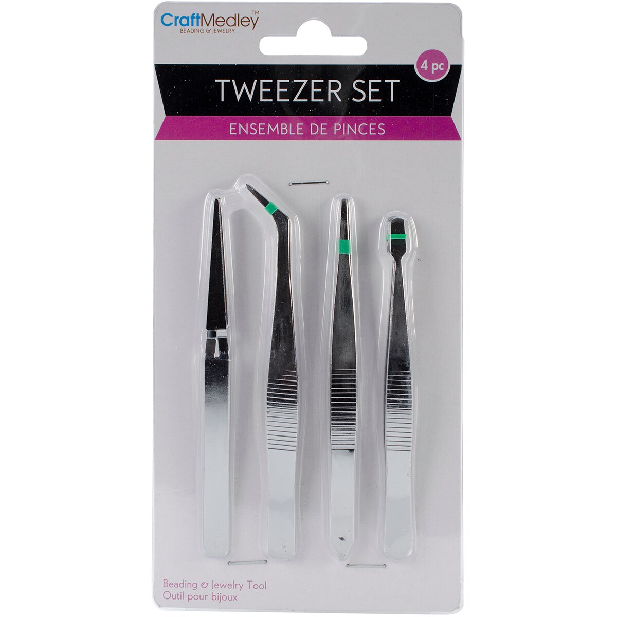 Craft Medley Tweezers 4/Pkg-4.75&#x22;
