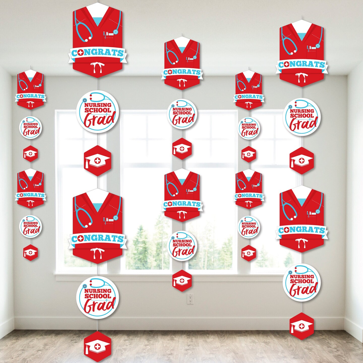 Big Dot of Happiness Nurse Graduation - Medical Nursing Graduation Party DIY Dangler Backdrop - Hanging Vertical Decorations - 30 Pieces