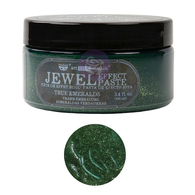 Finnabair Art Extravagance Jewel Texture Paste 100ml Jar-True Emeralds