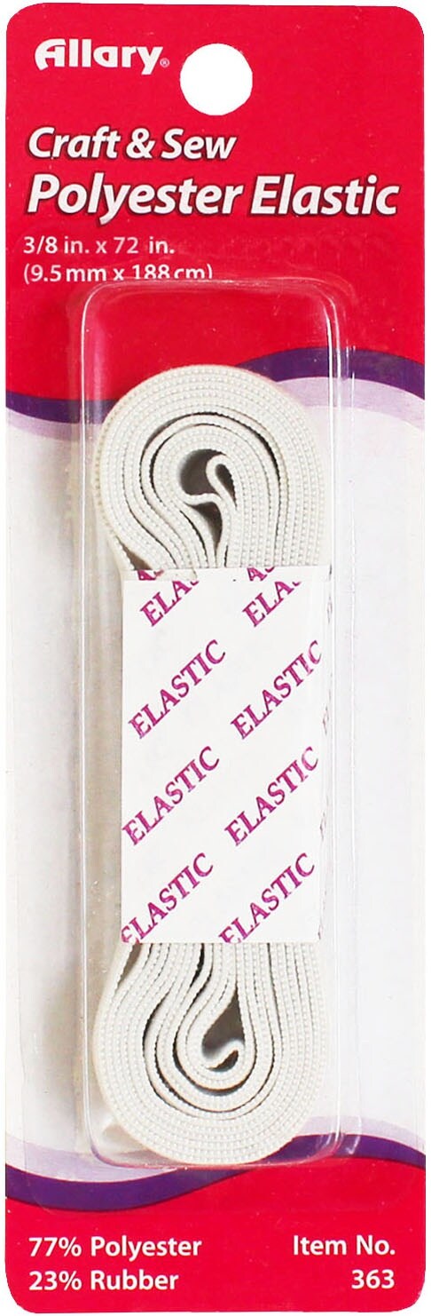 Allary Polyester Elastic .375&#x22;X2yd-White