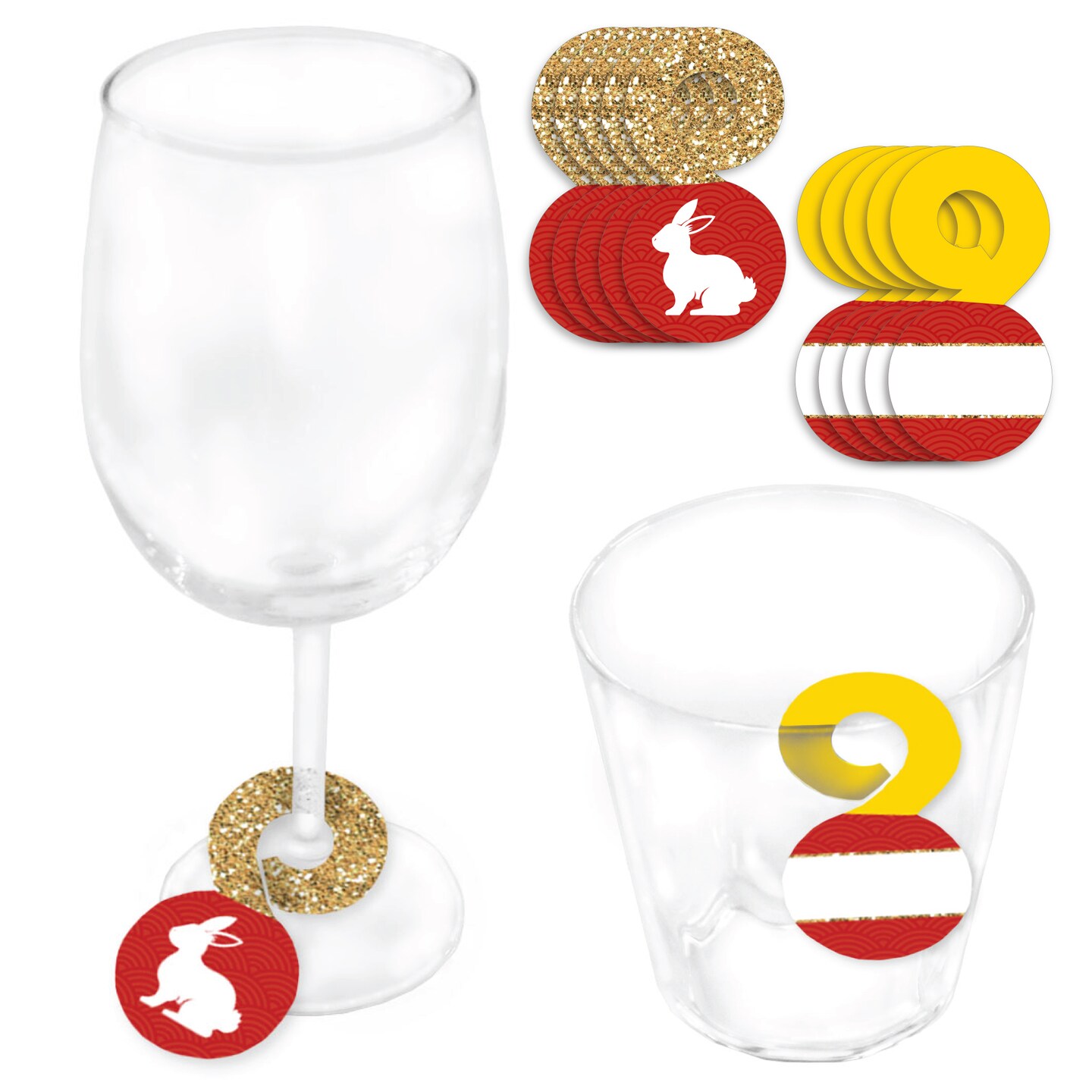 Big Dot of Happiness 2024 Year of the Dragon - Lunar New Year Paper Beverage Markers for Glasses - Drink Tags - Set of 24