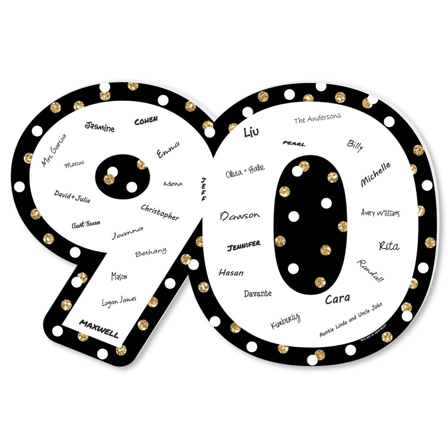 Big Dot of Happiness Adult 90th Birthday - Gold - Guest Book Sign - Birthday Party Guestbook Alternative - Signature Mat