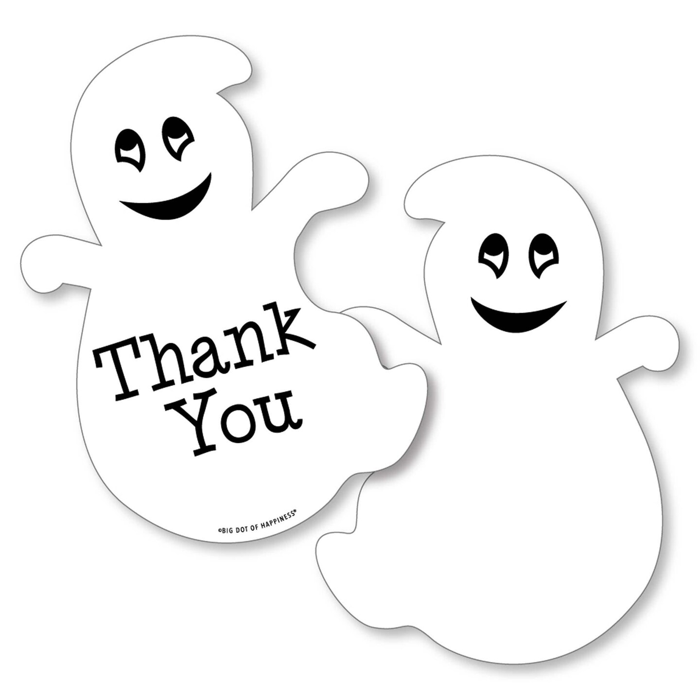 Big Dot of Happiness Spooky Ghost - Shaped Thank You Cards - Halloween Party Thank You Note Cards with Envelopes - Set of 12