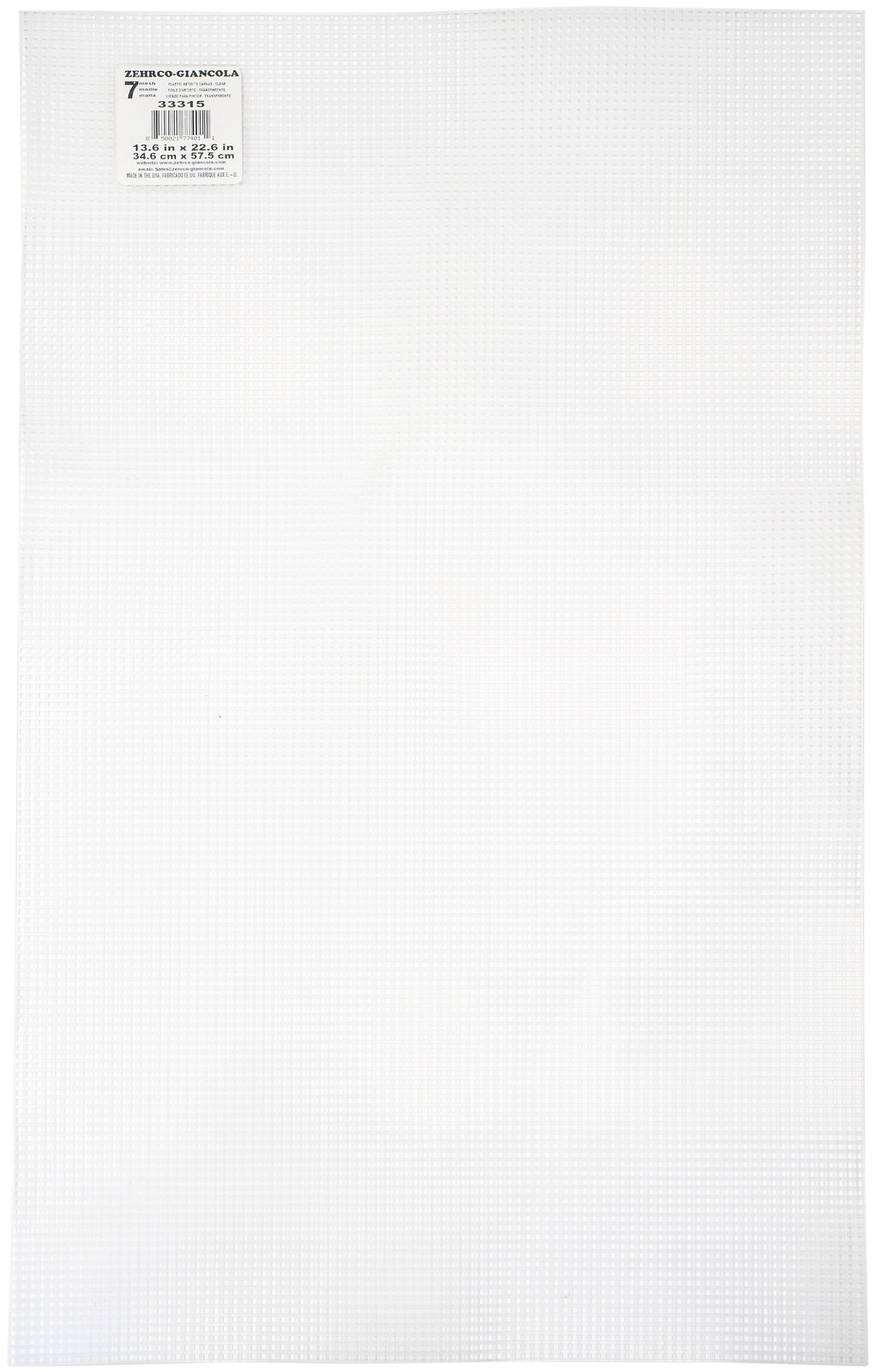 Zehrco-Giancola Artist 7-Count Mesh Plastic Canvas, Clear - One 13.6&#x22; x 22.6&#x22; Sheet