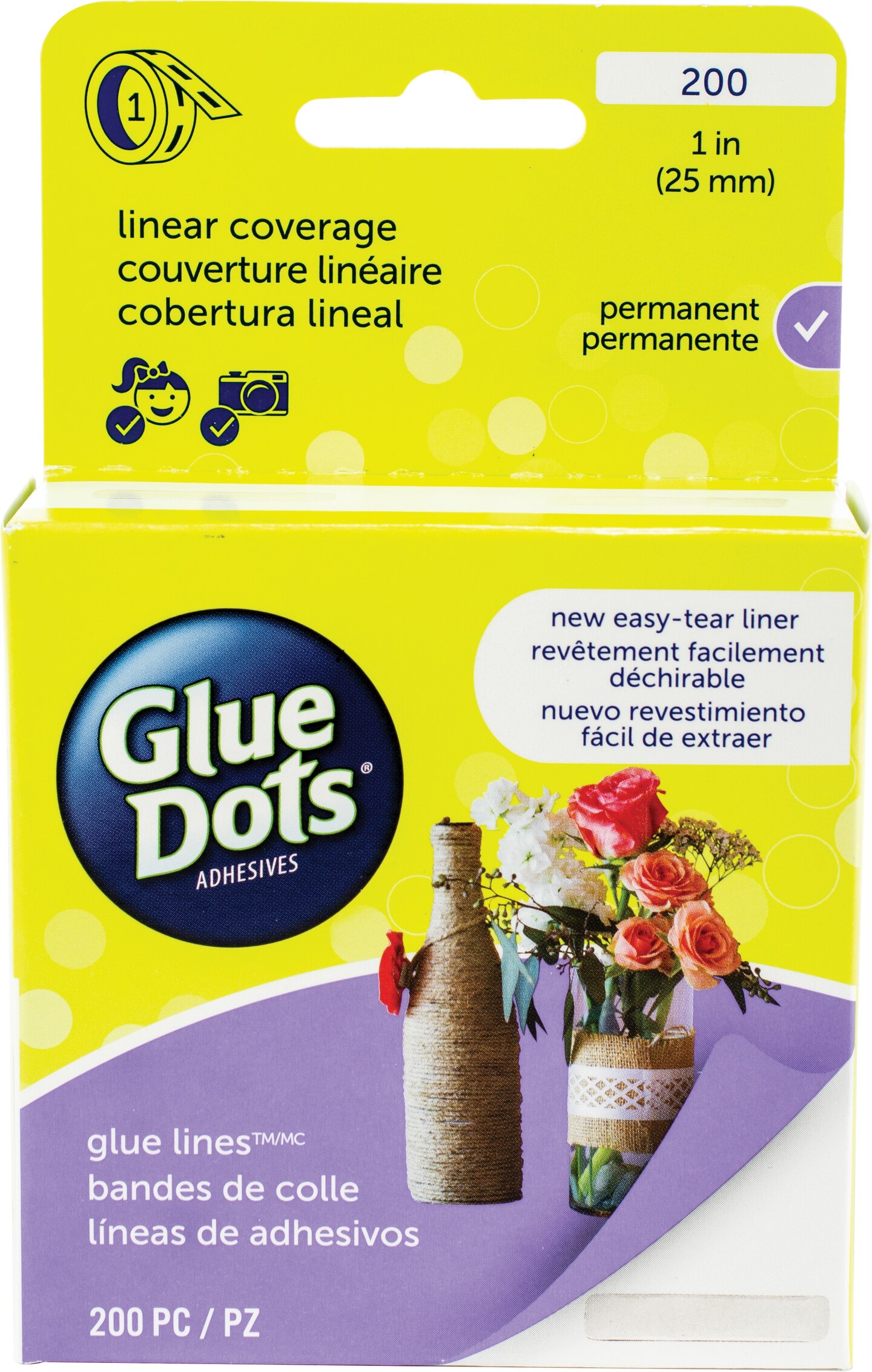 Glue Dots Glue Lines Roll-Clear-1&#x22; 200pcs