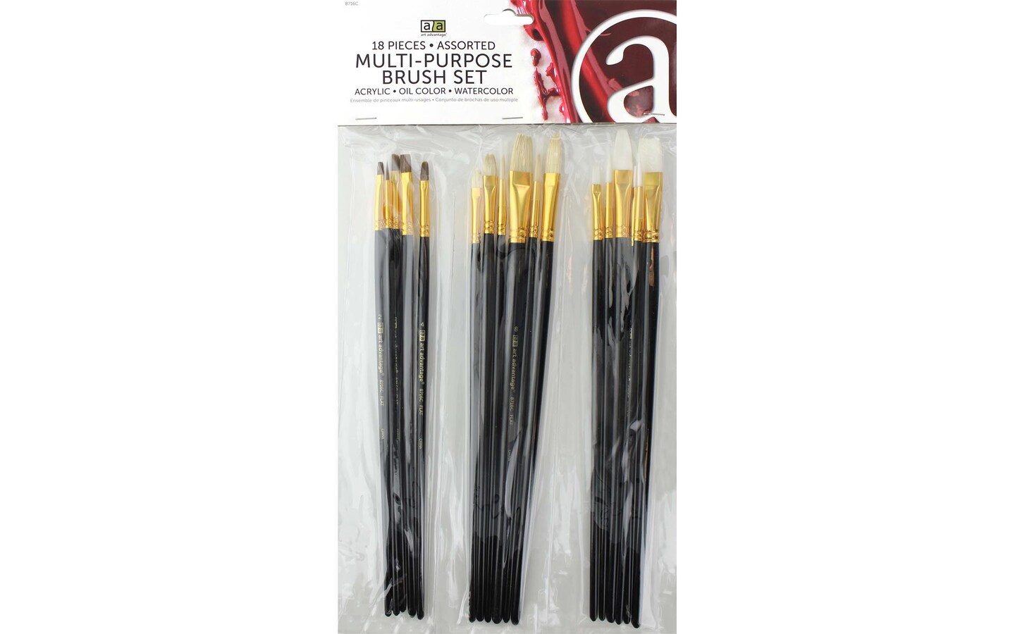 Art Advantage - Brush Set 18pc., Art Paintbrush Sets, Paint Brush Sets, Paint Brushes, Paint Brushes for Acrylic Painting, Small Paint Brush, Paintbrush, Craft Paint Brushes