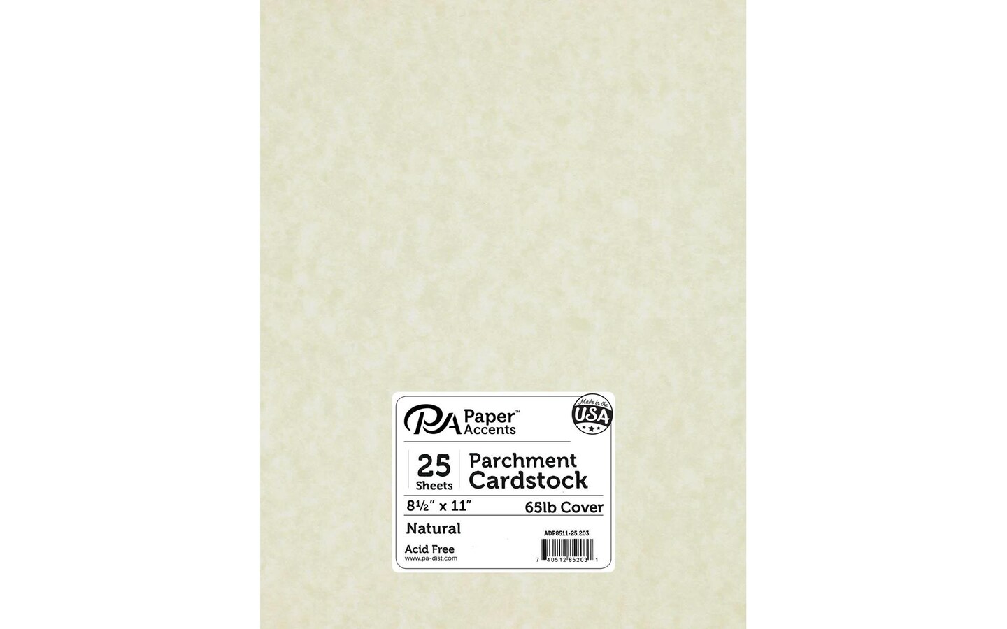 PA Paper Accents Parchment Cardstock 8.5" x 11" Natural, 65lb colored cardstock paper for card making, scrapbooking, printing, quilling and crafts, 25 piece pack