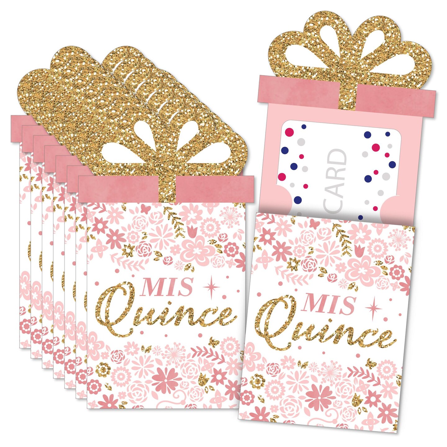 Big Dot of Happiness Mis Quince Anos - Quinceanera Sweet 15 Birthday Party Money and Gift Card Sleeves - Nifty Gifty Card Holders - Set of 8