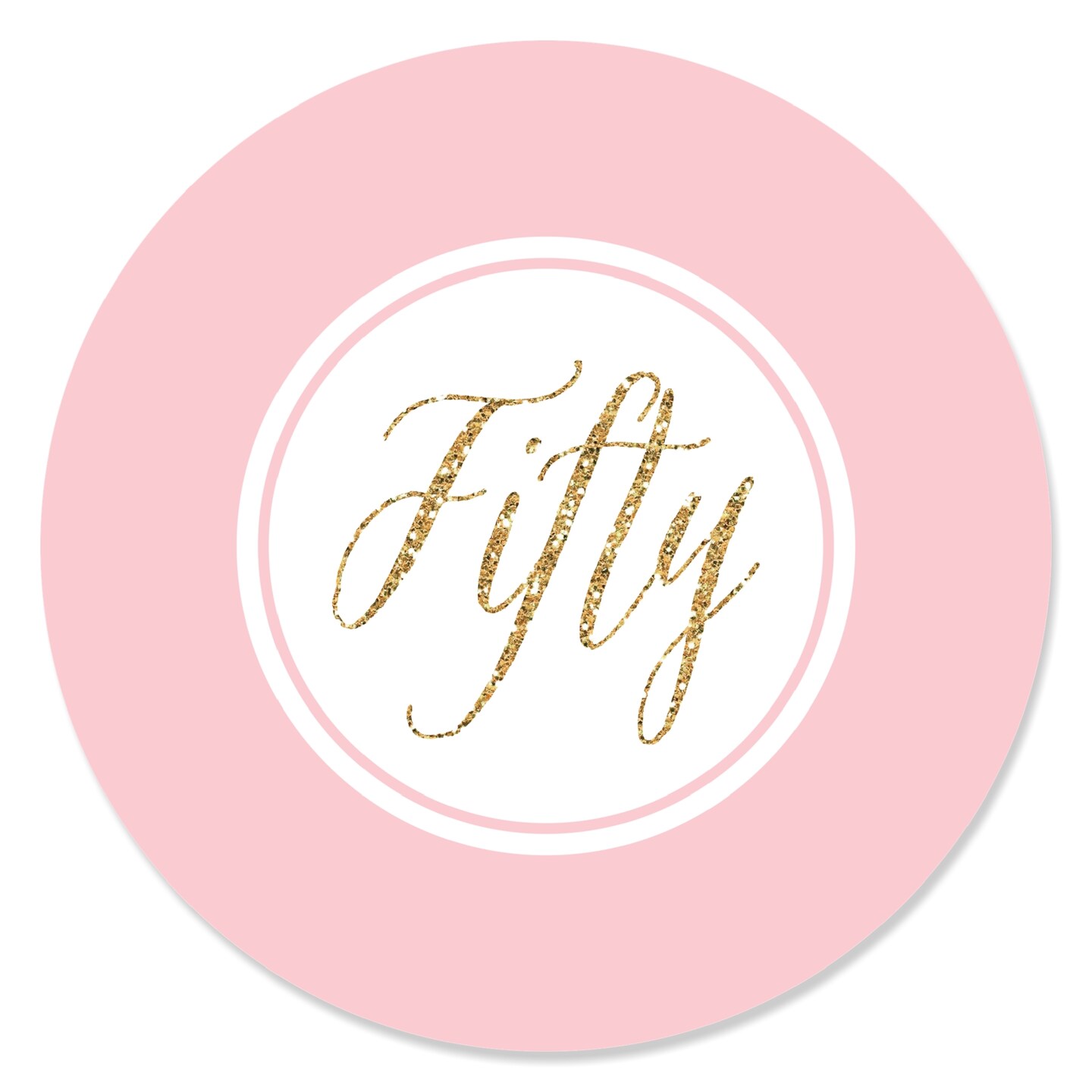 Big Dot of Happiness Chic 50th Birthday - Pink and Gold - Birthday Party Circle Sticker Labels - 24 Count