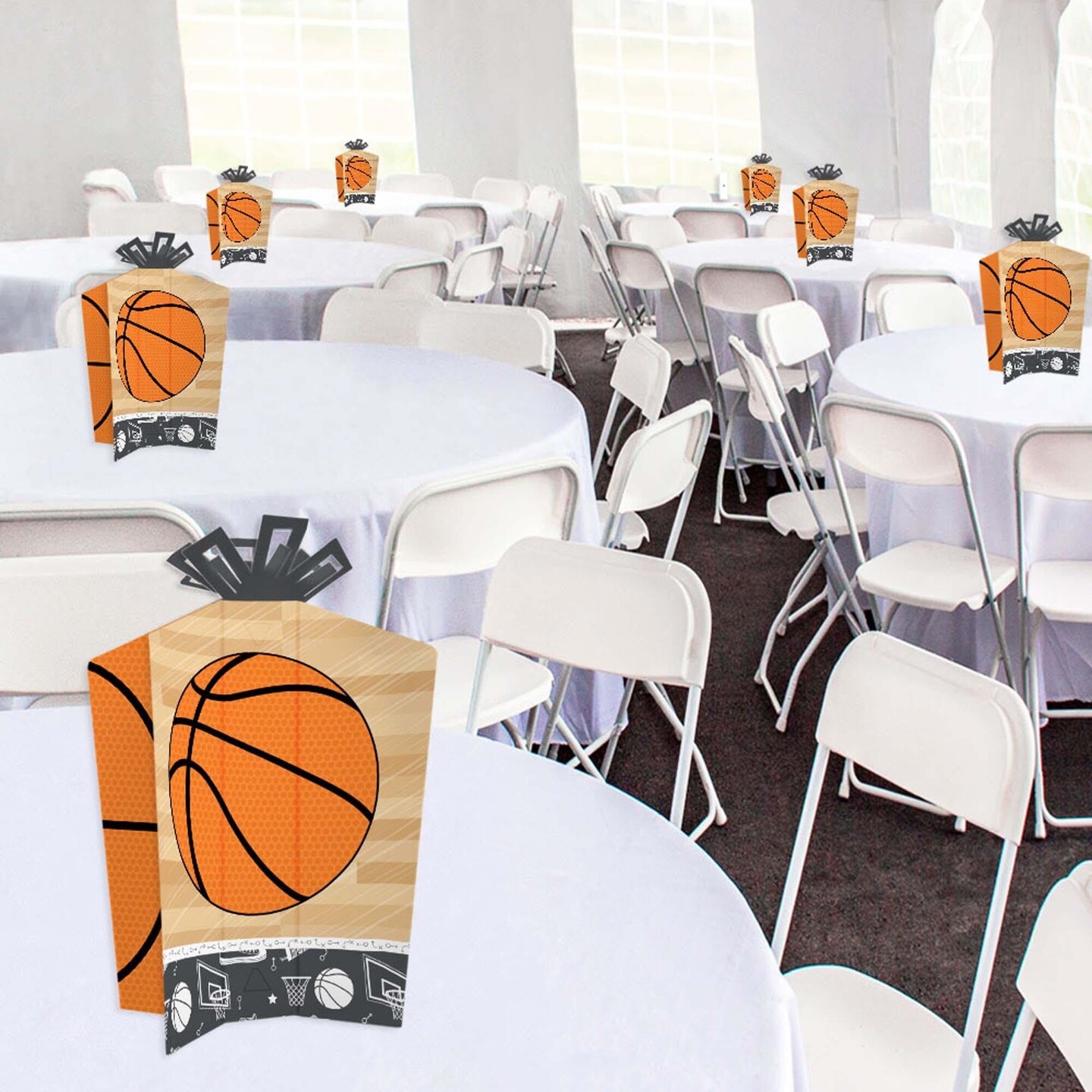 Big Dot of Happiness Nothin&#x27; but Net - Basketball - Table Decorations - Baby Shower or Birthday Party Fold and Flare Centerpieces - 10 Count