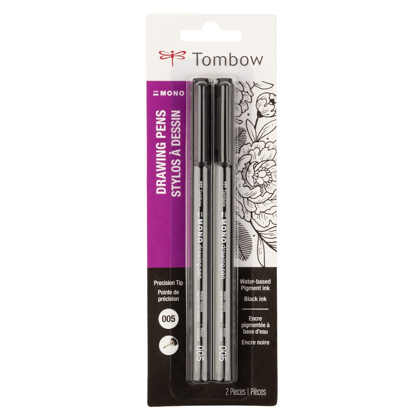 Tombow MONO Drawing Pens 0.5mm 2/Pkg-Black