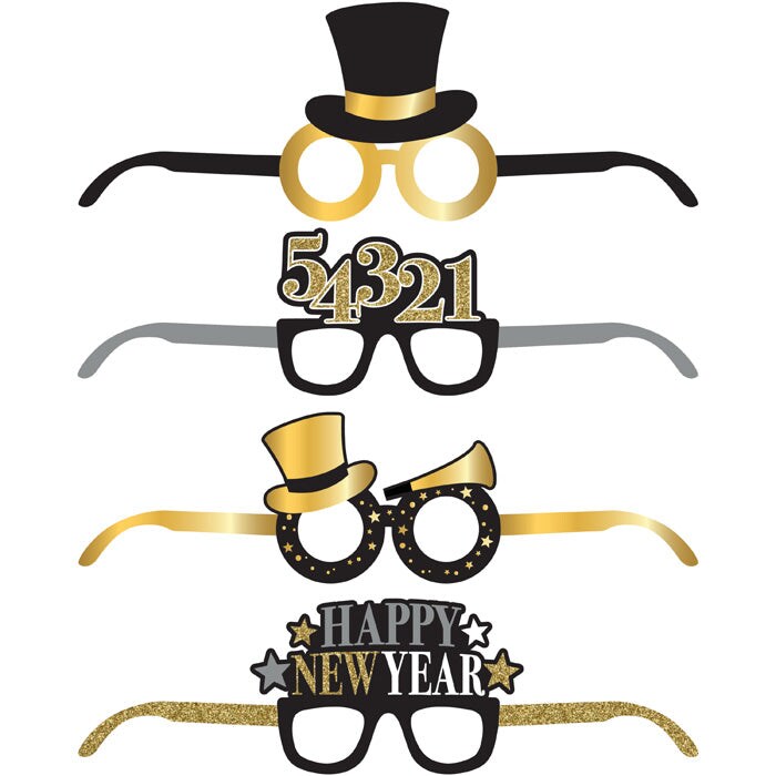 New Year Deluxe Paper Eyeglasses 4 ct