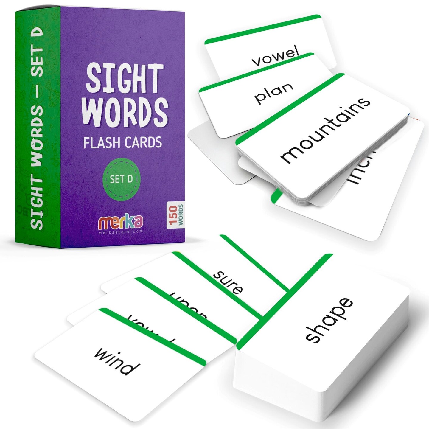 merka Sight Words Flash Cards 1st Grade Learn To Read Reading Flash Cards For Kids First Words Learn To Read Mastering First Words Set of 150 Cards Set D