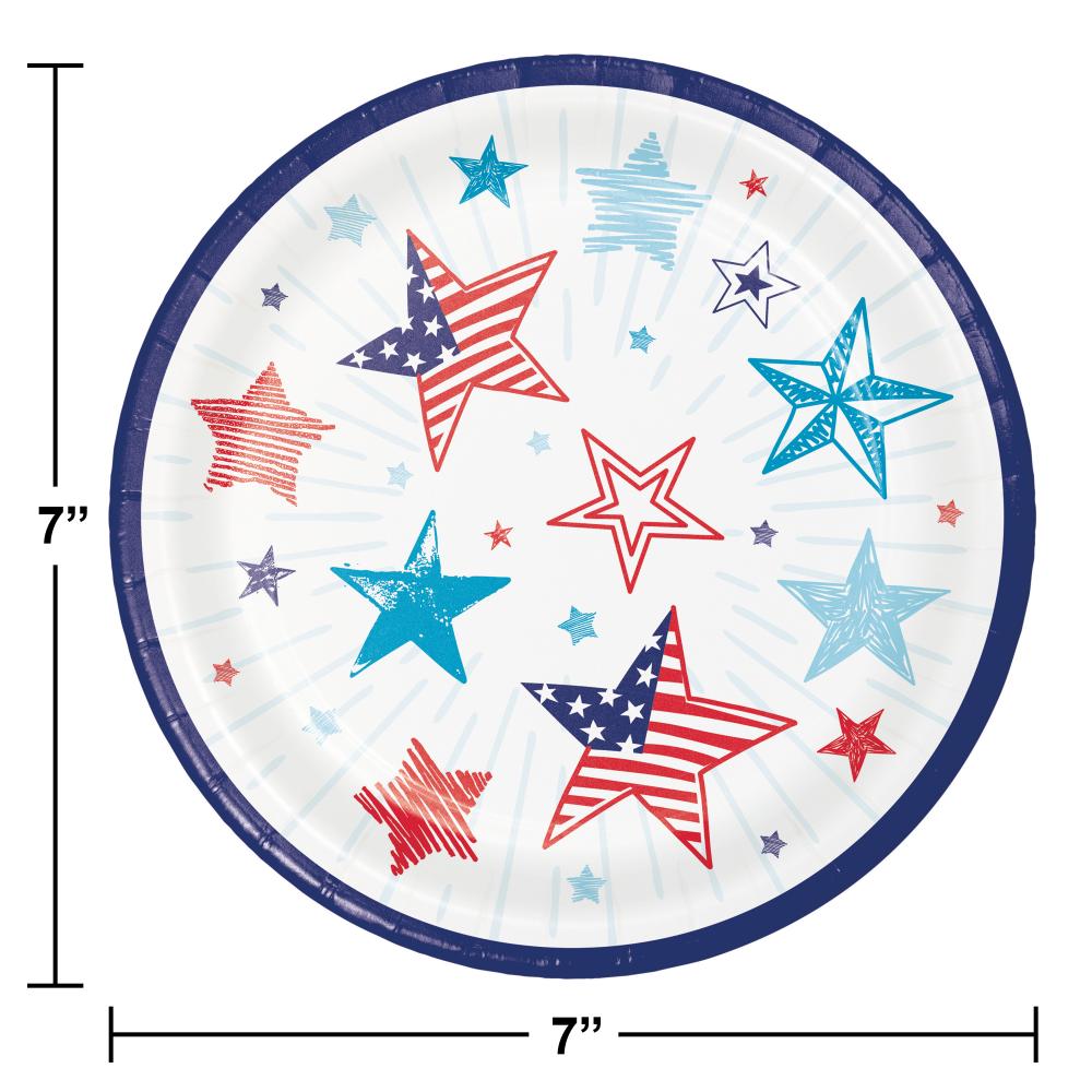 Patriotic Party Paper 7&#x22; Dessert Plate (8/Pkg)