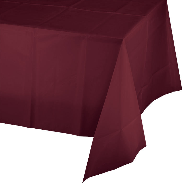 Burgundy Tablecover Plastic 54&#x22; X 108&#x22;