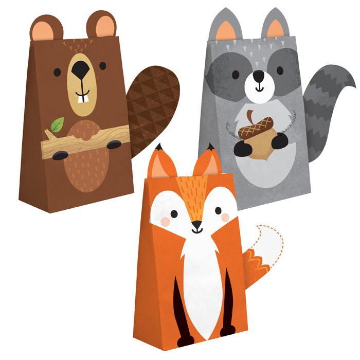 Wild One Woodland Paper Treat Bags, Pack Of 8