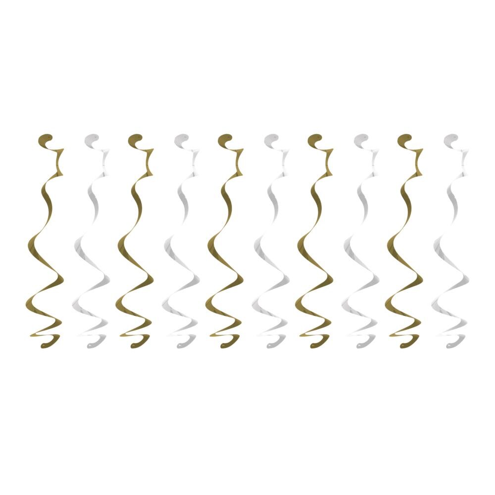 White And Gold Dizzy Danglers (10/Pkg)