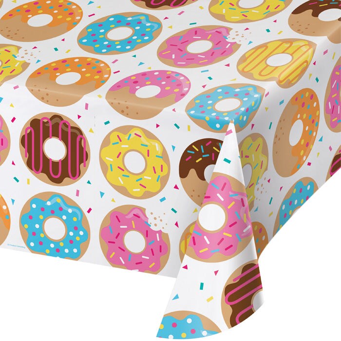 Donut Time Plastic Tablecover All Over Print, 54&#x22; X 102&#x22;
