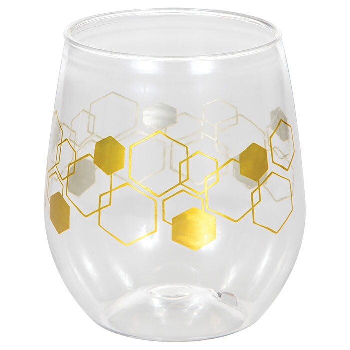 Honeycomb 14oz Stemless Wine Glass, Foil 1ct