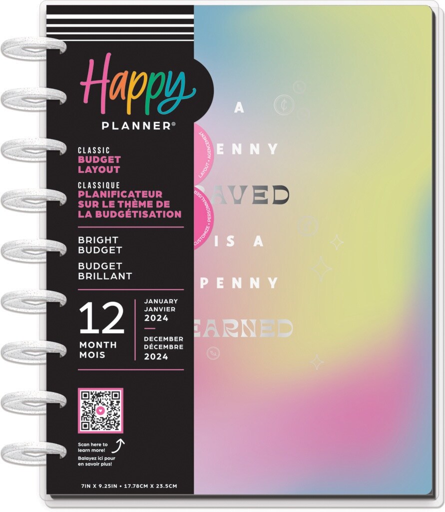Happy Planner Classic 12-Month Planner-Bright Budget; Jan - Dec '24