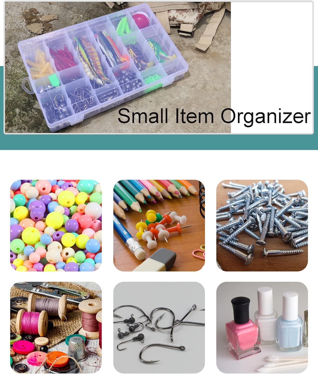 Tackle Box Organizer Plastic Organizer Boxes Large 18 Grids Compartment box with Dividers Clear Containers Jewelry Beads Storage