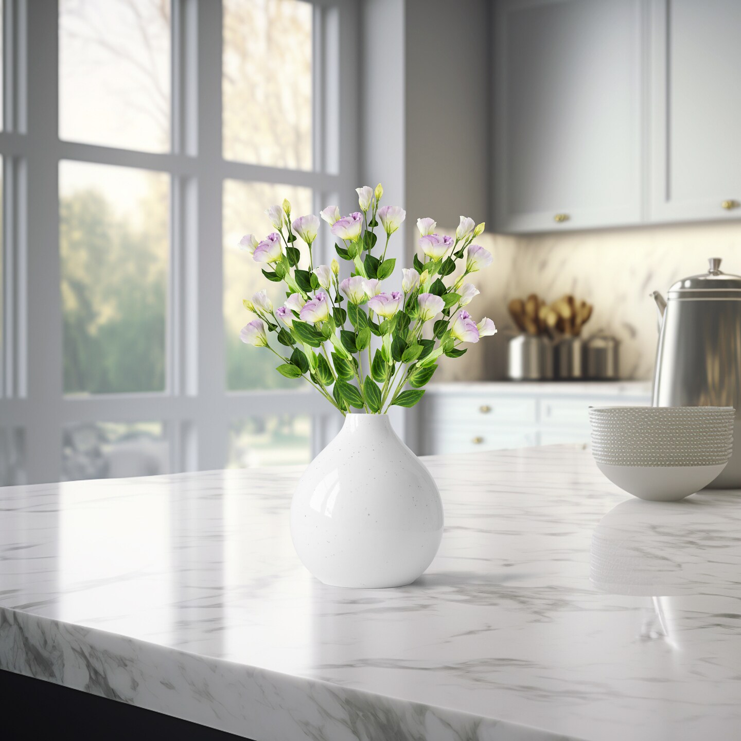 Allstate Lisianthus Artificial Floral Spray - 30" - Lavender and White