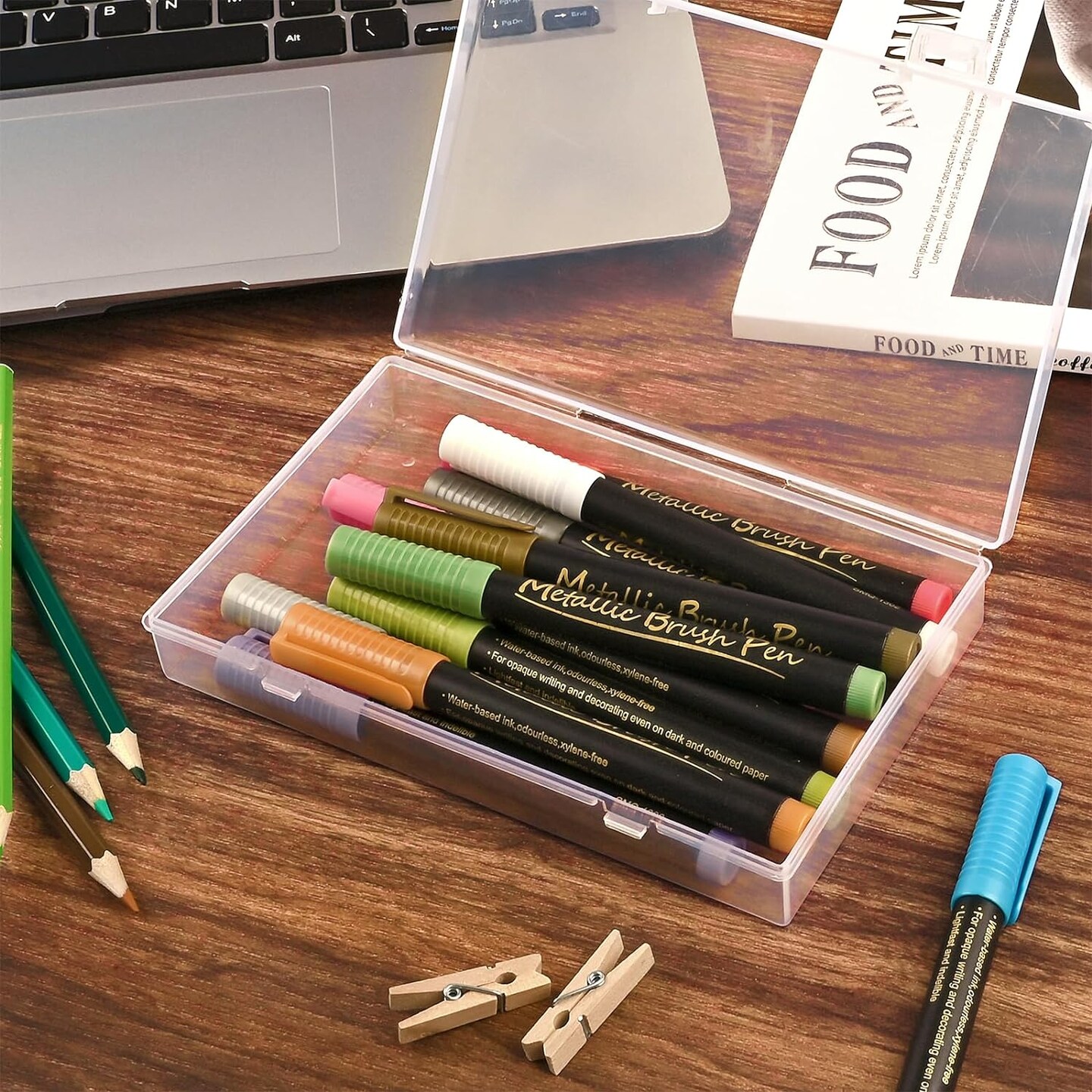 24 Pack Mixed Sizes Rectangular Mini Plastic Containers Clear Plastic Storage Boxes with Hinged Lids and Labels Empty Beads Organizers for Small Items Art Craft Jewelry Projects