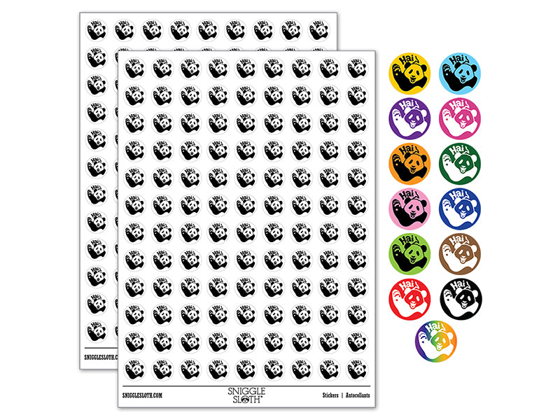 Waving Panda Saying Hai 200+ 0.50&#x22; Round Stickers