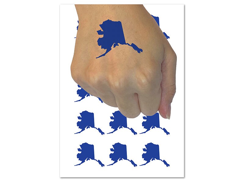 Alaska State Silhouette Temporary Tattoo Water Resistant Fake Body Art Set Collection (1 Sheet)