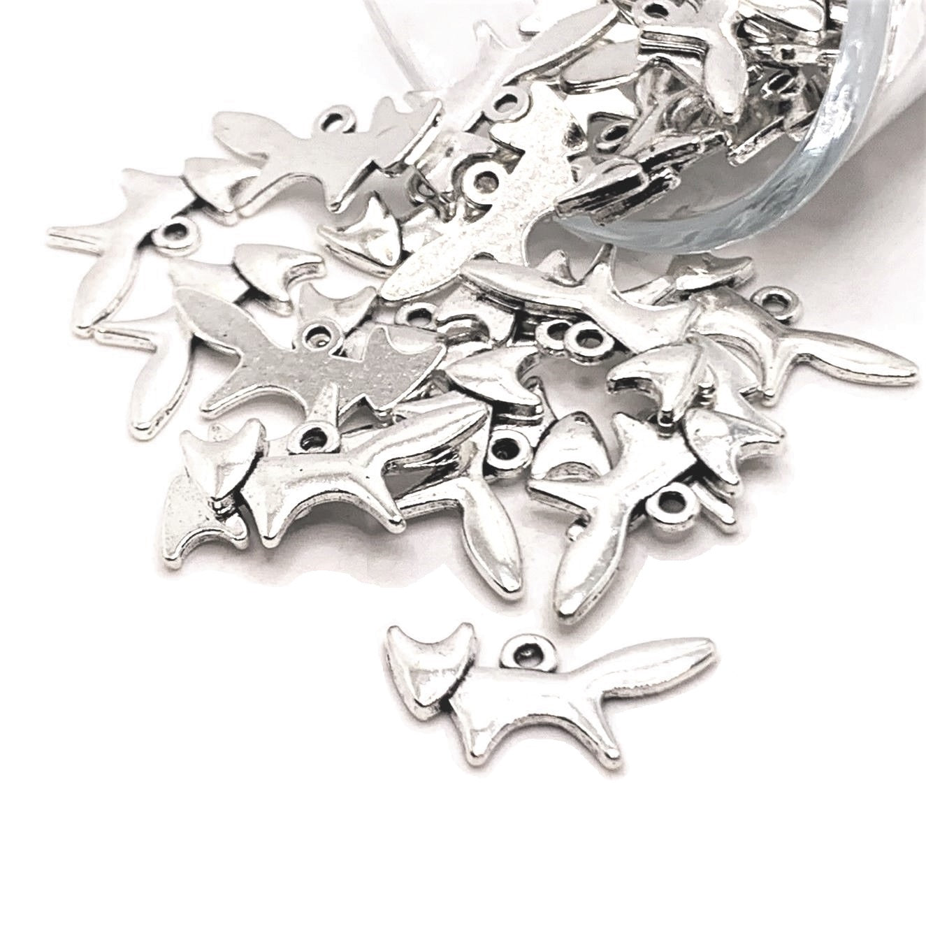 4, 20 or 50 Pieces: Small Silver Fox Charms