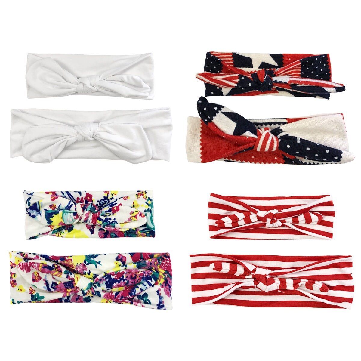Wrapables Mommy and Me Boho Headband Headwrap, Red White and Blue
